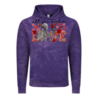 Cloud Purple Skeleton all you need is love Vintage Hoodie - FaDigitalArtStudio