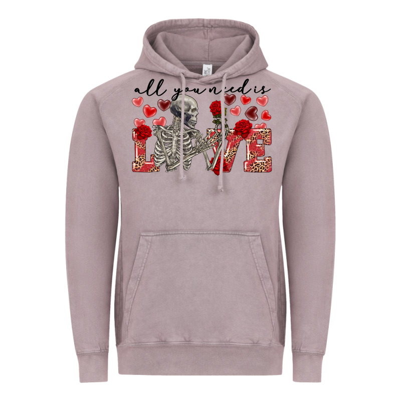 Skeleton All You Need Is Love Vintage Hoodie by FaDigitalArtStudio | Teevron