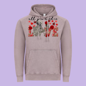 Skeleton All You Need Is Love Vintage Hoodie Designed By Fadigitalartstudio