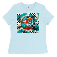 Baby Blue hot mess boy mama with fire Ladies Tee - TumblerDesignByShophia