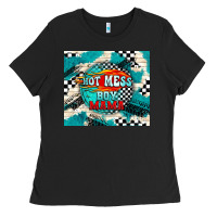 Black hot mess boy mama with fire Ladies Tee - TumblerDesignByShophia