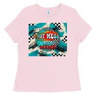 Bubblegum Pink hot mess boy mama with fire Ladies Tee - TumblerDesignByShophia