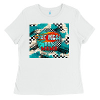 White hot mess boy mama with fire Ladies Tee - TumblerDesignByShophia