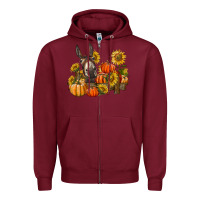 Burgundy donkey sunflower and pumpkin farm Zipper Hoodie - BarkalooDesign