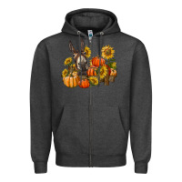 Charcoal Heather donkey sunflower and pumpkin farm Zipper Hoodie - BarkalooDesign
