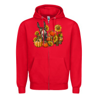 Red donkey sunflower and pumpkin farm Zipper Hoodie - BarkalooDesign