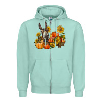 Seafoam donkey sunflower and pumpkin farm Zipper Hoodie - BarkalooDesign