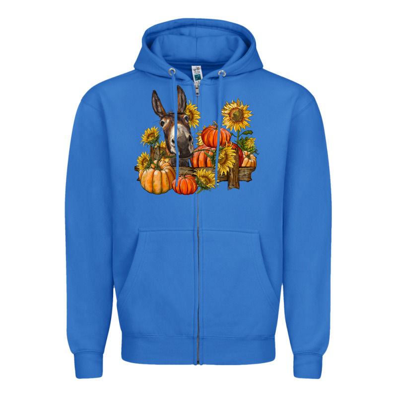 Donkey Sunflower And Pumpkin Farm Zipper Hoodie by BarkalooDesign | Teevron