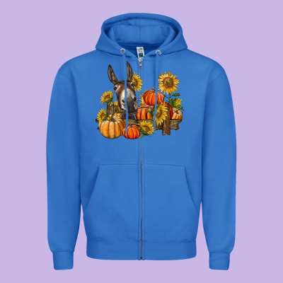 Donkey Sunflower And Pumpkin Farm Zipper Hoodie Designed By Barkaloodesign