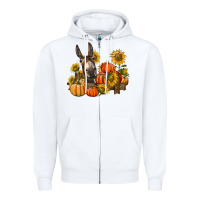 White donkey sunflower and pumpkin farm Zipper Hoodie - BarkalooDesign