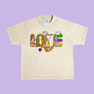 Love Nurse Mardi Gras Urban Heavy Tee Designed By Oliviacreatesart