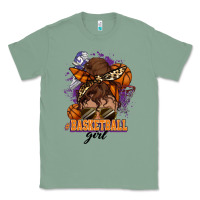 Sage Messy bun Basketball girl Classic Tee - HowdyJamesFarm