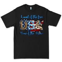 Black land of the free home of the brave american flag background Premium Tee - Jasminsmagicworld
