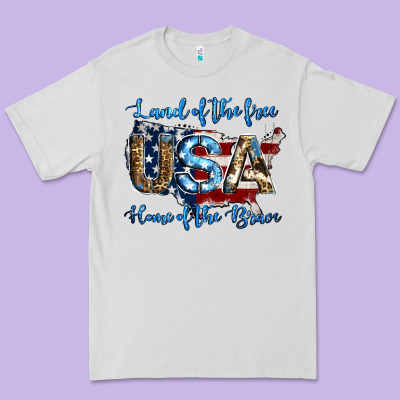 Land Of The Free Home Of The Brave American Flag Background Premium Tee Designed By Jasminsmagicworld