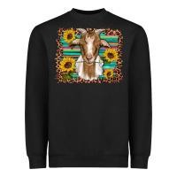 Black goat daisy sunflowers leopard serape glitter Heavyweight Sweatshirt - Artiststas