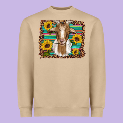 Goat Daisy Sunflowers Leopard Serape Glitter Heavyweight Sweatshirt Designed By Artiststas