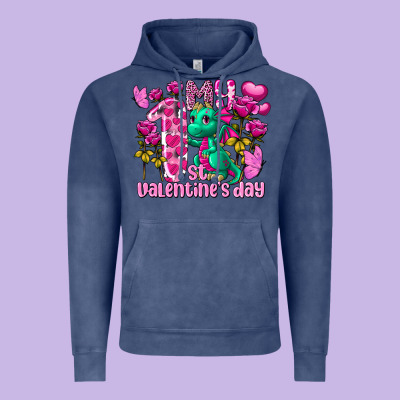 My First Valentine's Day Dragon Vintage Hoodie Designed By Fadigitalartstudio
