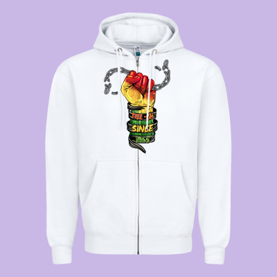 Free Ish Since 1865 Zipper Hoodie Designed By Barkaloodesign