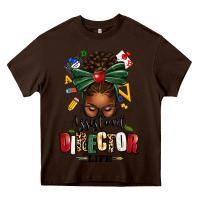 Chocolate Brown assistant director life afro messy bun Heavy Core Tee - texasbilliewilder