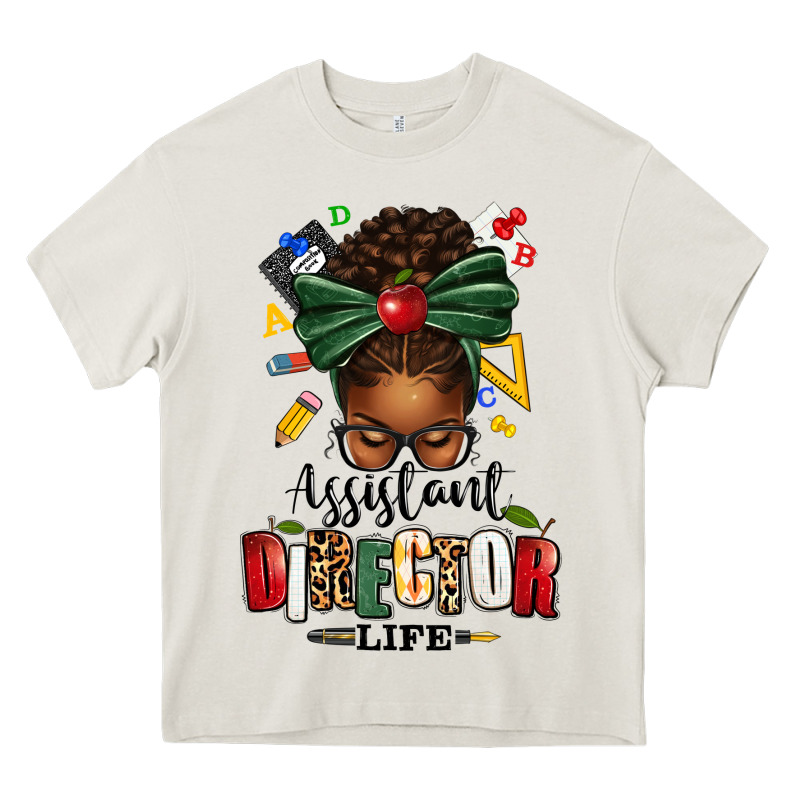 Assistant Director Life Afro Messy Bun Heavy Core Tee by texasbilliewilder | Teevron
