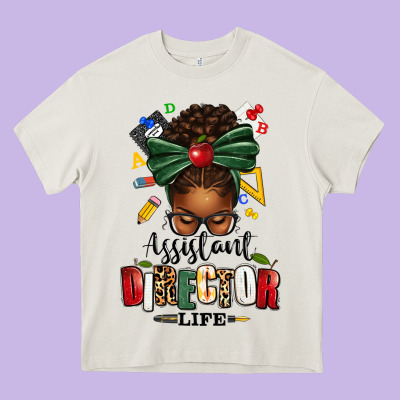 Assistant Director Life Afro Messy Bun Heavy Core Tee Designed By Texasbilliewilder