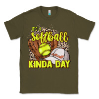 Army Green It's a Softball kinda day leopard Classic Tee - HowdyJamesFarm