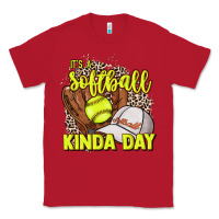 Red It's a Softball kinda day leopard Classic Tee - HowdyJamesFarm