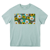Arona Sunflower And Daisy With Leopard Heavy Core Tee - RanaPortraitStore