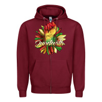 Burgundy juneteenth fist sunflower Zipper Hoodie - BarkalooDesign