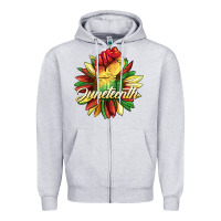 Heather Grey juneteenth fist sunflower Zipper Hoodie - BarkalooDesign