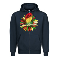 Navy juneteenth fist sunflower Zipper Hoodie - BarkalooDesign