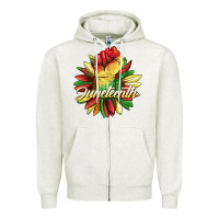Oatmeal Heather juneteenth fist sunflower Zipper Hoodie - BarkalooDesign