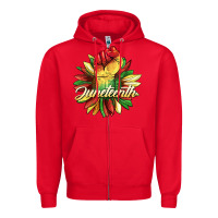 Red juneteenth fist sunflower Zipper Hoodie - BarkalooDesign