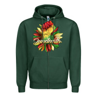 Sports Green juneteenth fist sunflower Zipper Hoodie - BarkalooDesign