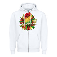 White juneteenth fist sunflower Zipper Hoodie - BarkalooDesign