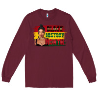 Burgundy black history month black girl Long Sleeve Tee - FaDigitalArtStudio