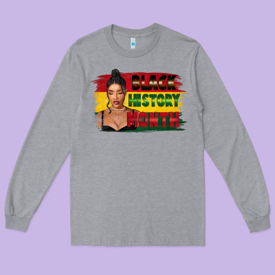 Black History Month Black Girl Long Sleeve Tee Designed By Fadigitalartstudio