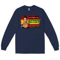 Navy black history month black girl Long Sleeve Tee - FaDigitalArtStudio