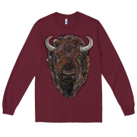 Burgundy american bison Long Sleeve Tee - RanaPortraitStore