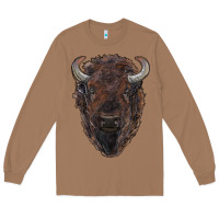 Toasted Coconut american bison Long Sleeve Tee - RanaPortraitStore