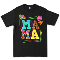 Black Autism Mama Premium Tee - NancyCooperArtShop