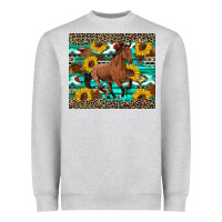 Heather Grey western horse sunflowers Heavyweight Sweatshirt - Artiststas