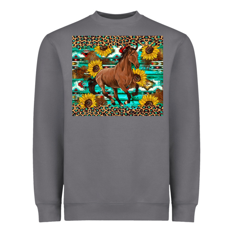Western Horse Sunflowers Heavyweight Sweatshirt by Artiststas | Teevron