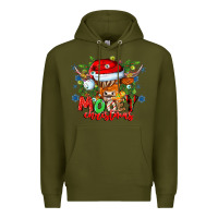Army Green Mooey Christmas Premium Hoodie - CowhideDigitalArt