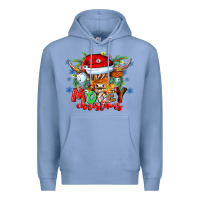 Colony Blue Mooey Christmas Premium Hoodie - CowhideDigitalArt