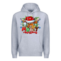 Heather Grey Mooey Christmas Premium Hoodie - CowhideDigitalArt