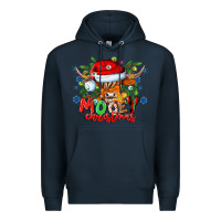 Navy Mooey Christmas Premium Hoodie - CowhideDigitalArt