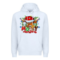 White Mooey Christmas Premium Hoodie - CowhideDigitalArt