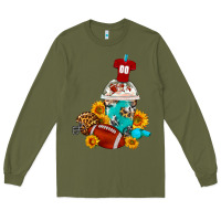 Army Green Football Frappe Coffee Long Sleeve Tee - FaDigitalArtStudio