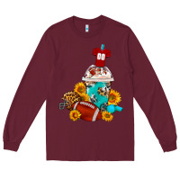 Burgundy Football Frappe Coffee Long Sleeve Tee - FaDigitalArtStudio